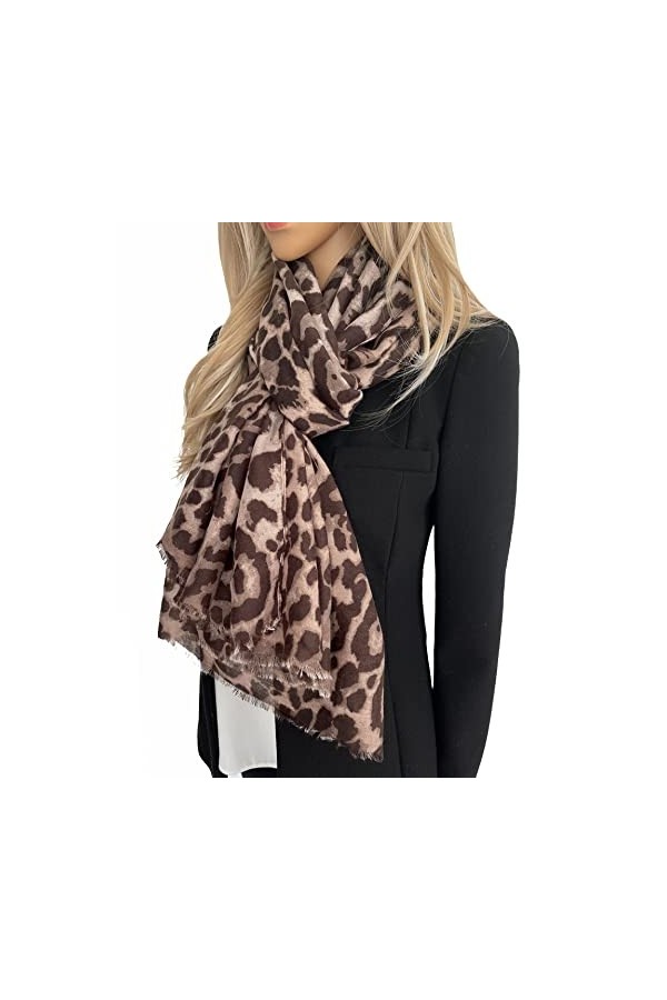 The Accessory Co Grande écharpe pour femme Motif léopard Multicolore - Rouge - Taille unique