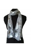 Pamper Yourself Now Gris Brillante écharpe de Chat avec des Chats Multicolores écharpe Mince. - Grey Shiny Cat Scarf with Mul