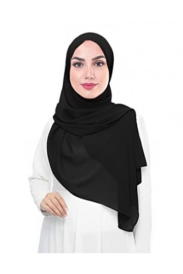 Lina & Lily Écharpe Hijab pour Femme Musulmane en Mousseline Rectangles, Tissu Léger et Fluide Bleu Glace 