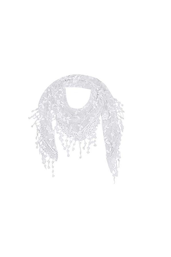 Cotchear Foulard en dentelle florale au crochet léger avec pompons - orange - Large