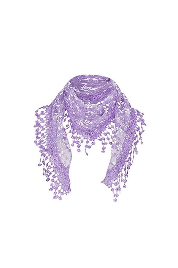 Cotchear Foulard en dentelle florale au crochet léger avec pompons - orange - Large