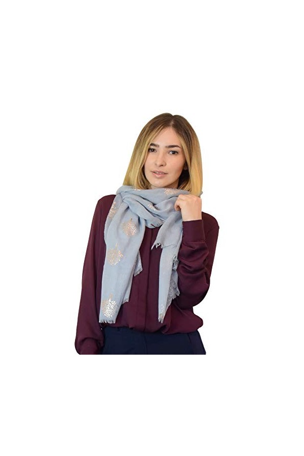 SEW ELEGANT NOUVEAU Écharpe à imprimé feuille dor rose Noir 