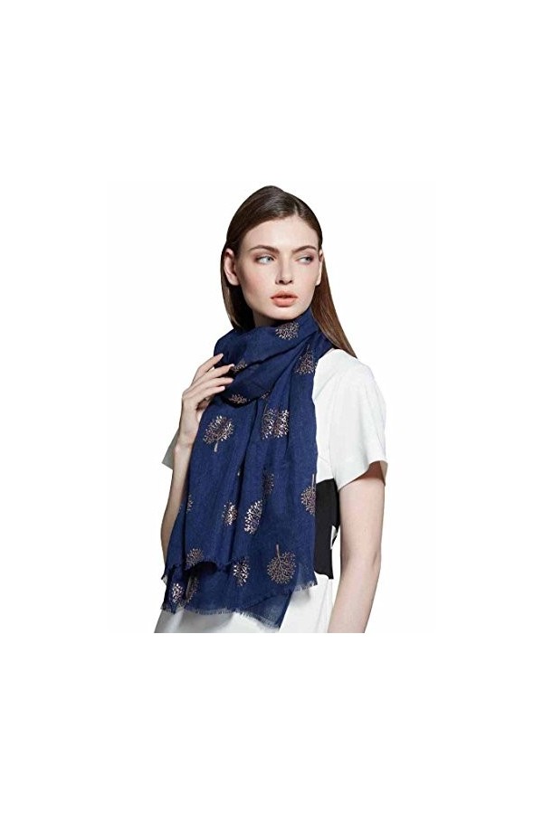 SEW ELEGANT NOUVEAU Écharpe à imprimé feuille dor rose Noir 