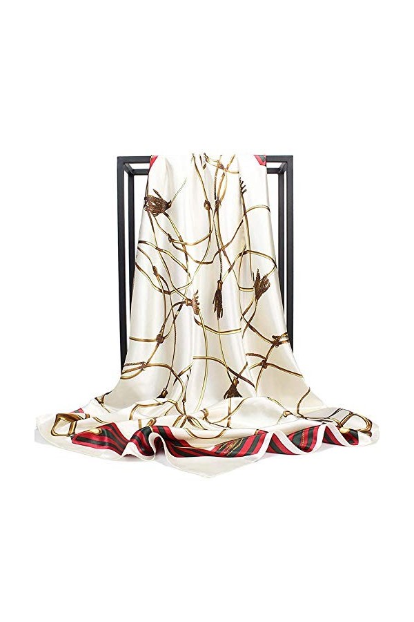 Ecroon Q3N0 Écharpe en soie beige, acrylique