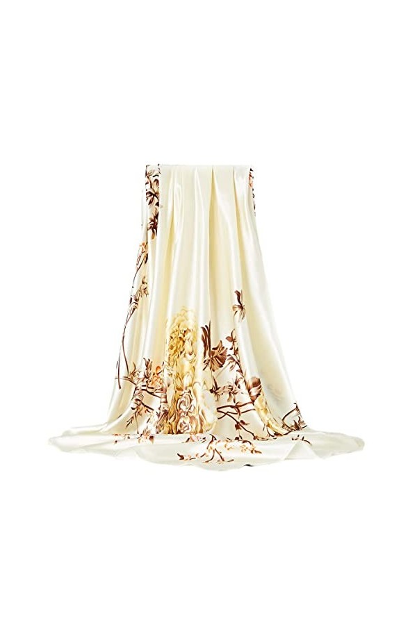 FAIRYGATE Femmes Soie Carré Écharpe Foulards Haute QualitéSatin De Mode Lisse Élégant Madame Sacs à Main Décoration Randonnée