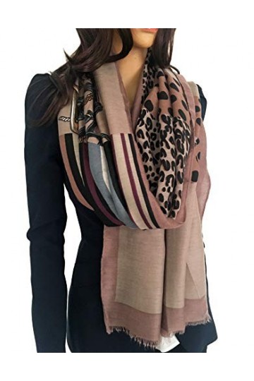 The Accessory Co Écharpe en coton imprimé léopard pour femme Motif à pois et pois - Rose - Large