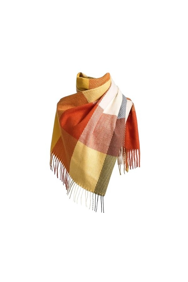 EONPOW Echarpe pour femmes Echarpe dhiver Tartan Wraps Long Spinning Tassel Shawl Stole Ladies Warm Scarf
