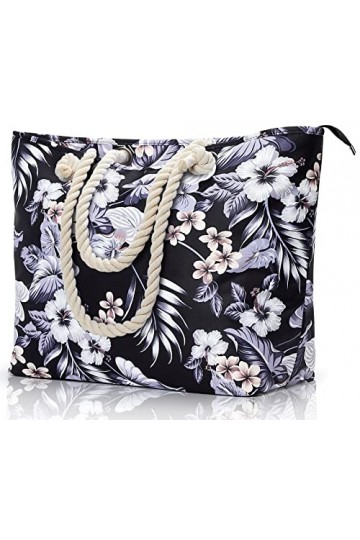 KALIDI Sac de plage extra large pour femme avec fermeture éclair étanche Sacs fourre-tout de plage avec poches Grand sac de s