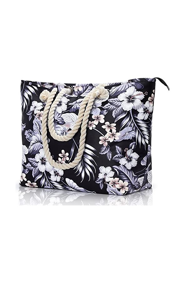 KALIDI Sac de plage extra large pour femme avec fermeture éclair étanche Sacs fourre-tout de plage avec poches Grand sac de s