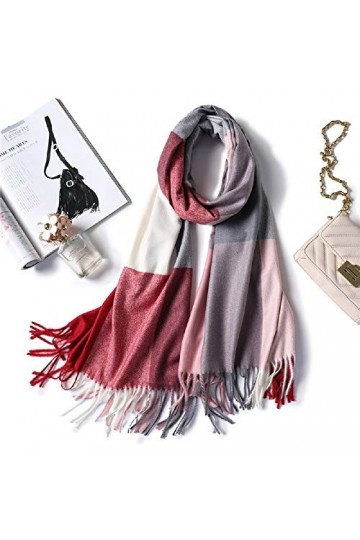 JFAN Écharpe Plaid Femme Cachemire Chaud Automne Hiver Étole Wraps Élégante Confortable Écharpe Pashmina Châle Etole Pour Fem