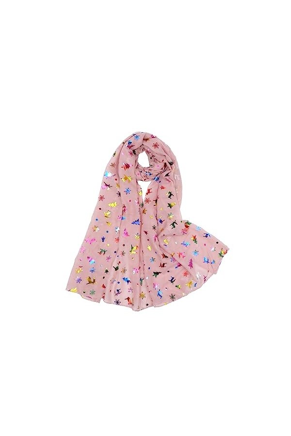 Claudia & Jason® Écharpe de Noël en forme de flocons de neige scintillants pour femme, Rose 1., 35