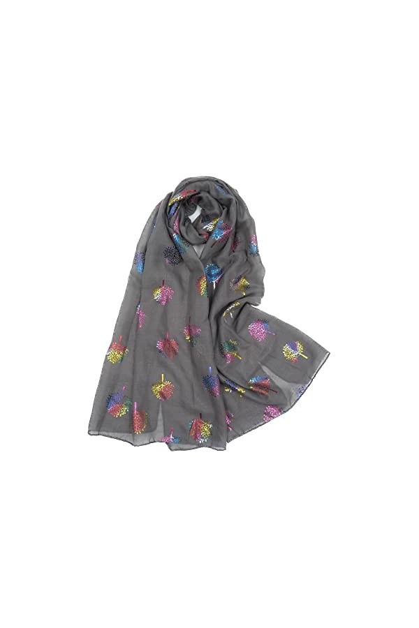 Claudia & Jason® Écharpe longue colorée à paillettes pour femme Motif mûrier, charbon, Taille Unique