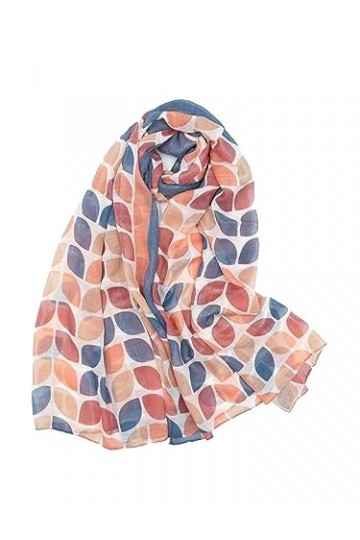 Claudia & Jason® Écharpe de créateur Motif feuilles darbre Grande taille, corail, Taille unique