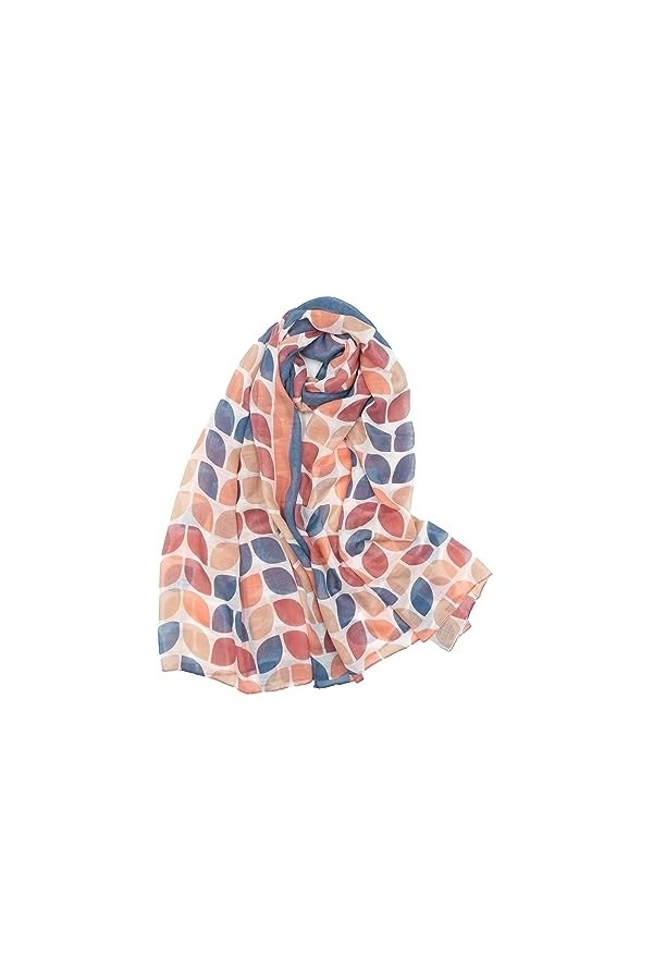 Claudia & Jason® Écharpe de créateur Motif feuilles darbre Grande taille, corail, Taille unique