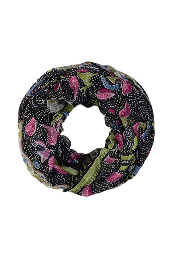 styleBREAKER écharpe tube en boucle comme imprimé animal et motif paisley 01014010, couleur:noir