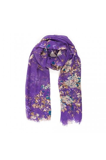 Foulard léger pour femme à motif floral pour automne-hiver - Violet - taille unique