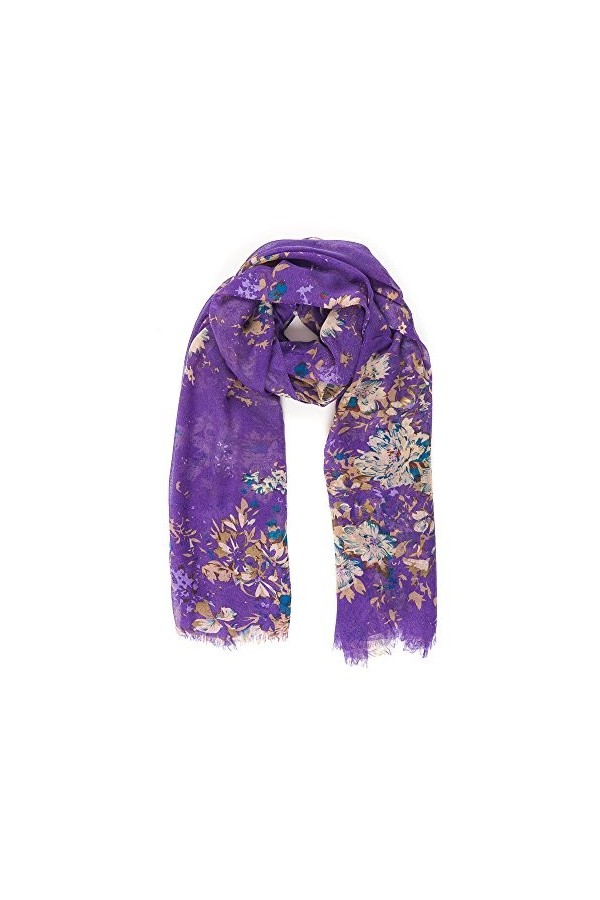 Foulard léger pour femme à motif floral pour automne-hiver - Violet - taille unique
