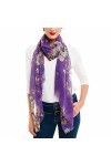 Foulard léger pour femme à motif floral pour automne-hiver - Violet - taille unique