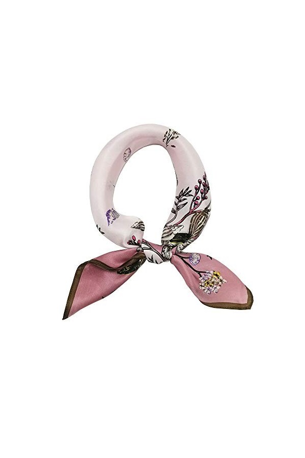FONYVE Écharpes 100 % soie de mûrier pour femme - Écharpe carrée légère en satin - Petite écharpe en soie pour dormir - 53,3 