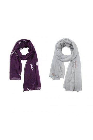 AnJuHoPa Echarpe, Chèche, Foulard en viscose respirante Adorable imprimé animalier pour Femmes et Filles écharpe 2pcs set Re