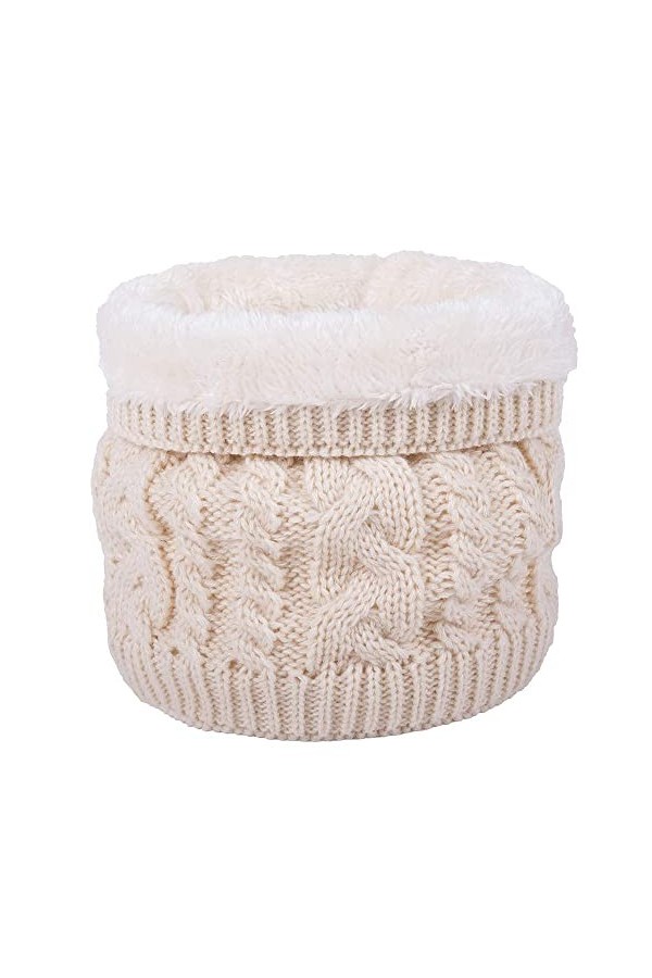 CheChury Femme Homme Hiver Chaud Tube EcharpesTricot Tour De Cou Avec Double Polaire Tube Foulard A-Beige 