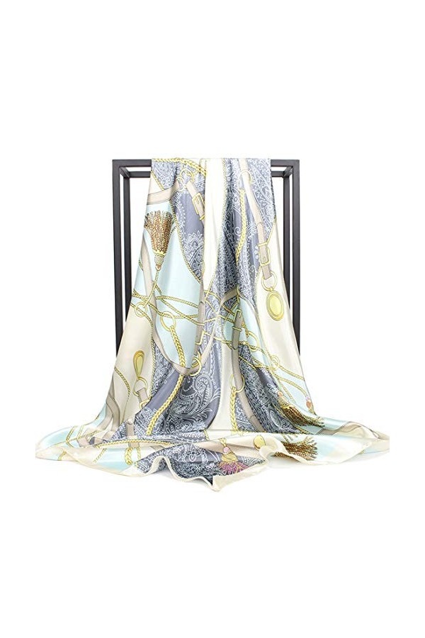 Ecroon A Écharpe en Soie Bleu Clair, r, Taille Unique Femme