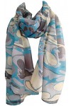 GlamLondon Écharpe à motif marbré, grande taille, tendance, imprimé marbré pour femme, multi-usage, bleu clair, L