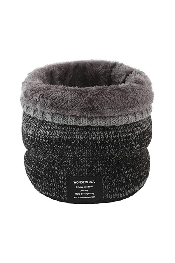 Kyowoll Unisex Hiver Écharpe Tricot Chaud Snood avec Doublé Polaire Chaud Cache-Col pour Homme et Femme - Tube Tour de Cou Fo