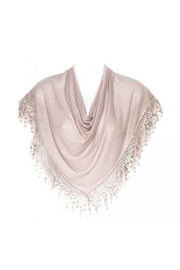 Hat To Socks Foulard Triangulaire avec Bande de Dentelles aux Fuseaux à Franges, pour les Femmes Bleu 