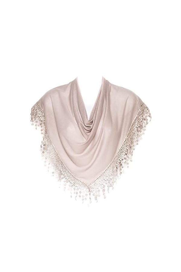 Hat To Socks Foulard Triangulaire avec Bande de Dentelles aux Fuseaux à Franges, pour les Femmes Bleu 