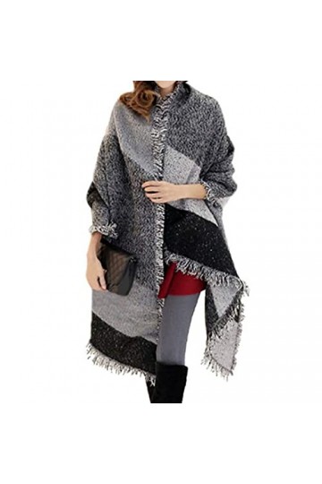 Miss Lulu Femmes Tissu en laine à laine Écharpe en coton Stitch Long Cashmere