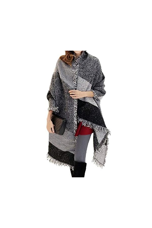 Miss Lulu Femmes Tissu en laine à laine Écharpe en coton Stitch Long Cashmere