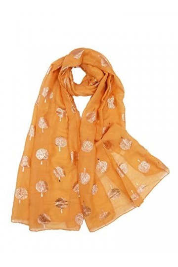 Claudia & Jason® Magnifique écharpe longue scintillante imprimée mûrier pour femme moutarde 