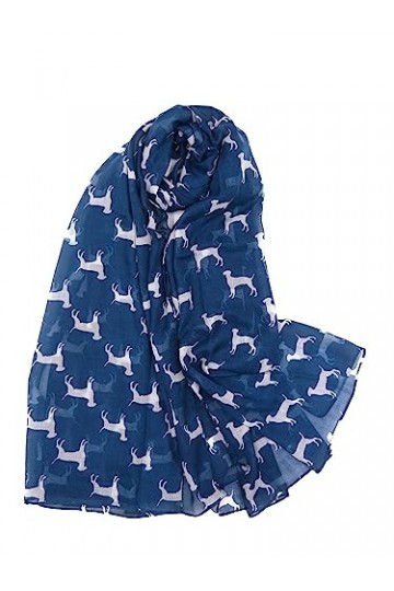 Claudia & Jason® Écharpe imprimée Labrador Retriever pour les amoureux des chiens, bleu, 180*90 cm