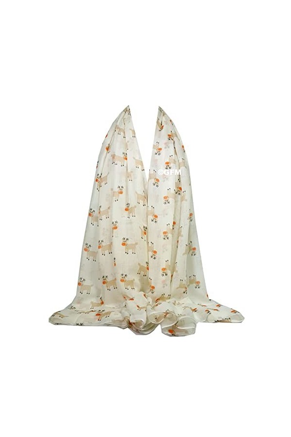 GFM® Écharpe sur le thème du Père Noël Ru-38-ddh-Noël Rudolph Creme