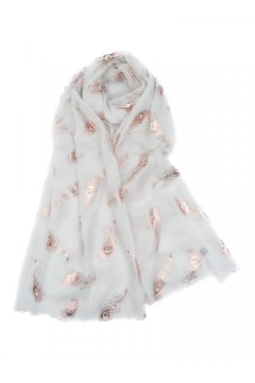 Claudia & Jason® Écharpe pour femme Motif plumes de paon scintillantes - - Taille unique