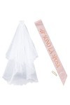 FLOFIA Kit de Accessoire Enterrement de Vie de Jeune Fille Voile de Mariage Blanc et Écharpe Sono LA Sposa Déguisements Décor
