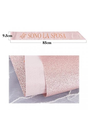 FLOFIA Kit de Accessoire Enterrement de Vie de Jeune Fille Voile de Mariage Blanc et Écharpe Sono LA Sposa Déguisements Décor