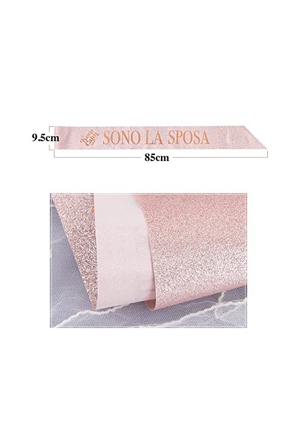 FLOFIA Kit de Accessoire Enterrement de Vie de Jeune Fille Voile de Mariage Blanc et Écharpe Sono LA Sposa Déguisements Décor