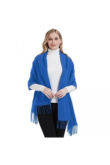 Landisun Châle et châle pashmina de mariage pour robe de soirée, châle pour femme, écharpe dhiver chaude et douce, bleu, tai