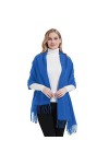 Landisun Châle et châle pashmina de mariage pour robe de soirée, châle pour femme, écharpe dhiver chaude et douce, bleu, tai