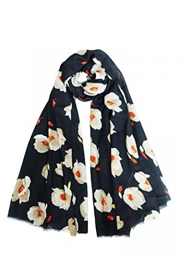 Claudia & Jason® Écharpe à imprimé floral tulipe pour femme, Noir , 35