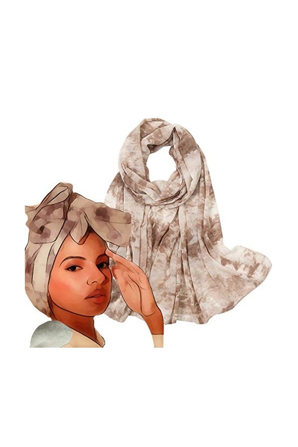 KAVINGKALY Écharpe en mousseline de soie douce pour femmes Mode Foulards Long Châle Gradient Polyester Hijab Kaki 