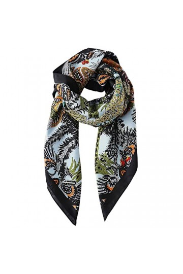 Longwu 90cmx90cm Satin Grand Carré Soie Sentiment Foulards - Écharpe de Cou Cheveux Dormir Wraps Léger Satin Soie Foulards po