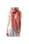 Foulard femme, imprimé papillon et floral - Violet - Taille unique