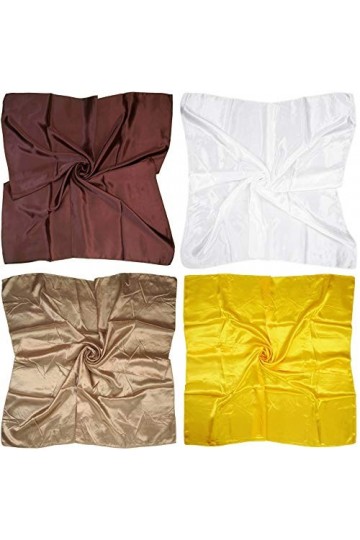 LilMents Lot de 4 grands foulards carrés en satin 90 × 90 cm, Set W7, taille unique