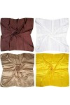 LilMents Lot de 4 grands foulards carrés en satin 90 × 90 cm, Set W7, taille unique