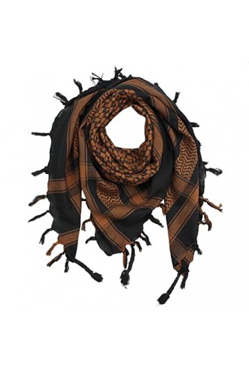Freak Scene Kufiya - noir - marron - 100 x 100 cm - Shemagh - foulard Arafat palestinien - keffieh en coton