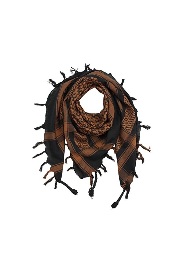 Freak Scene Kufiya - noir - marron - 100 x 100 cm - Shemagh - foulard Arafat palestinien - keffieh en coton