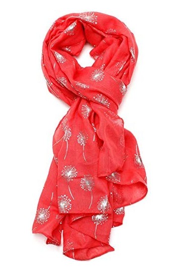 Foulard à paillettes pour femme Motif pissenlits - Bleu - Large